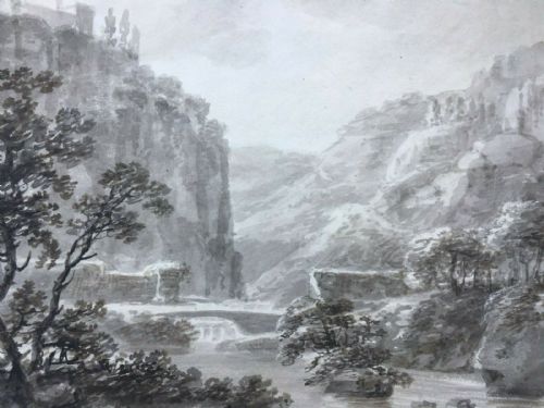 Tivoli View Vicovaro Convent San Cosimato Original Late 18th Century Antique Picturesque Watercolour Painting