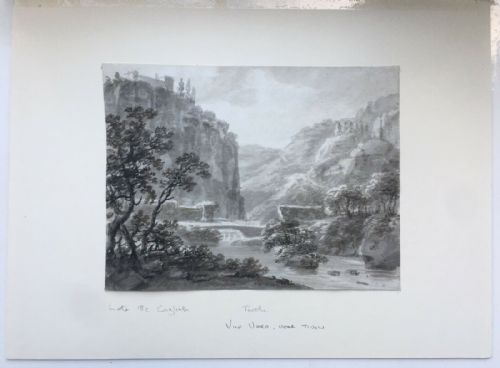 fig 1. Tivoli View Vicovaro Convent San Cosimato Original late 18th Century Antique Picturesque Watercolour Painting