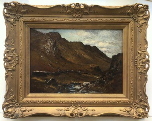Signed Alfred De Breanski Original Antique Oil Painting on Board Pass of Llanberis Wales