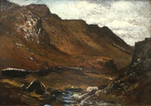 fig 1. Signed ALFRED DE BREANSKI Original Antique Oil Painting on Board Pass of Llanberis Wales