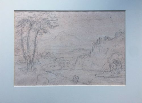 Rev William Gilpin Original Pencil Sketch Preparatory Study Picturesque Landscape & Figures Studio Stamp