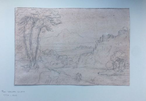 fig 2. Rev William Gilpin Original Pencil Sketch Preparatory Study Picturesque Landscape & Figures Studio Stamp