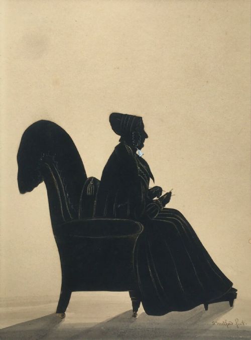 Samuel Metford of Somerset Signed Original 19th Century Antique Watercolour Cut Silhouette of a Seated Lady
