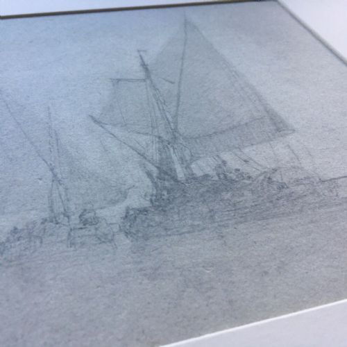 fig 1. Attributed to Sir Augustus Wall Callcott early 19th Century Original Antique Pencil Drawing of a Coastal Scene