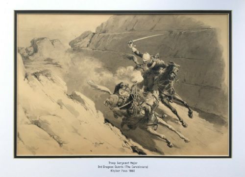 fig 1. Quinto Cenni (1845-1917) Original Antique Study 1880 Khyber Pass Battle Scene