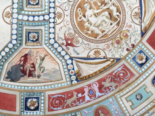 fig 1. CEILING OF VILLA MADAMA Rome, Italy, Original Signed Antique Architetcural Study Watercolour Painting