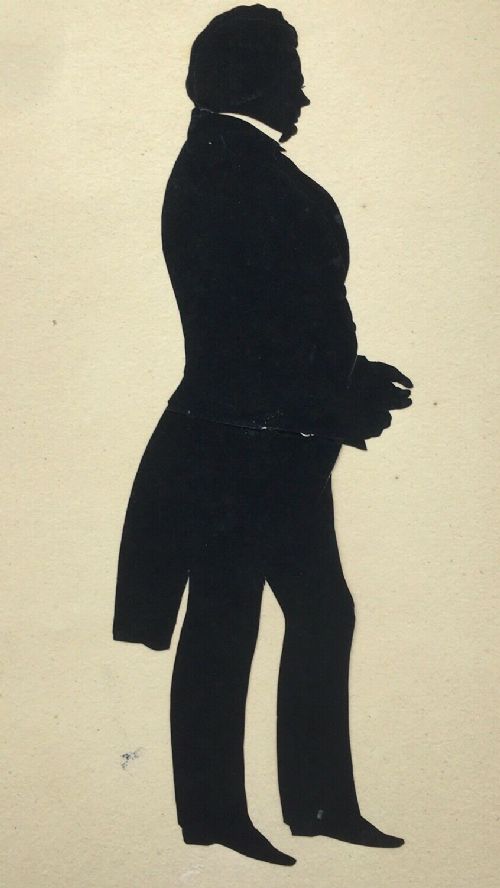 August Edouart Original 1829 Antique Cut Silhouette, Wm Campbell Md, Cheltenham