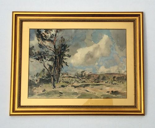 Fred Lawson Signed Original Early 20th Century Watercolour Painting Yorkshire Dales Tree Landscape