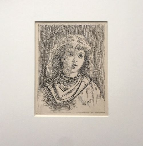 Hugh Cameron Signed Original Antique Ink Pen Sketch Book Drawing of a Girl
