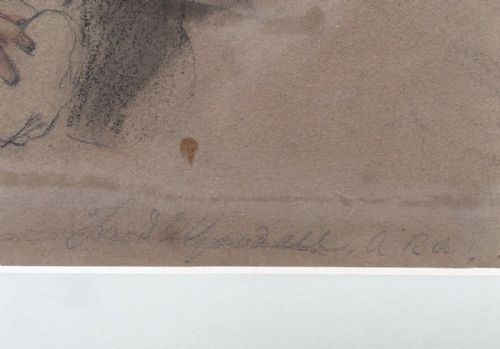 fig 2. Frederick Goodall RA Original 19th Century Antique Painting Charcoal & Watercolour Preparatory Sketch Study Charles I & Queen Henrietta's Child