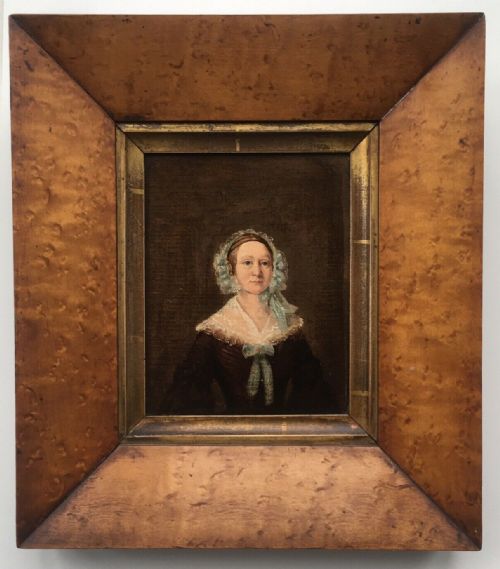 fig 1. ENGLISH SCHOOL Original Antique Oil Painting on Card Half Length Portrait Study of Lady in Lace Bonnett