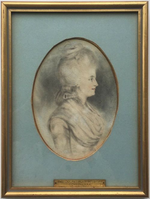 John Downman, Ara Duchess of Hamilton Original 18th Century Antique Watercolour Portrait Painting