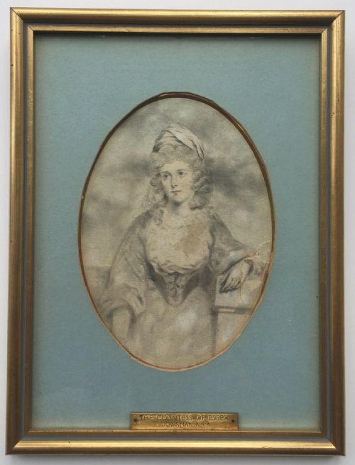 John Downman Ara Countess of Essex Original 18th Century English Antique Watercolour Portrait Painting