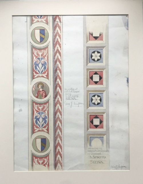 Alexander Young Simpson Signed Architecture Chancel Spirito Siena Italy, Original Antique Watercolour Painting