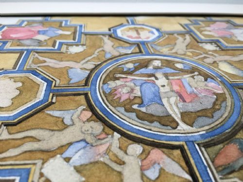 fig 2. Original Antique Architectural Study Watercolour Painting Vaulting Italian Cathedral Italy