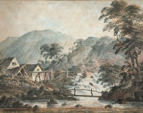 Manner of Thomas Walmsley Original Antique Watercolour Picturesque Painting Welsh Bridge Landscape