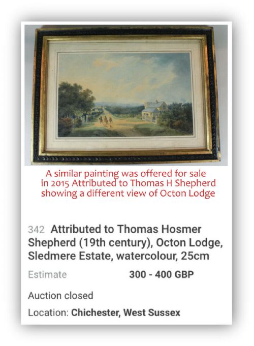 fig 1. Manner of THOMAS HOSMER SHEPHERD Original Mid 19th Century Antique Watercolour Painting Octon Lodge Sledmere, East Riding of Yorkshire