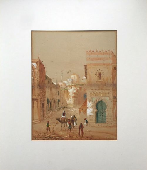 fig 1. Henry Stanton Lynton Signed Original 19th Century Antique Watercolour Painting Arab Street Scene dated (18)93