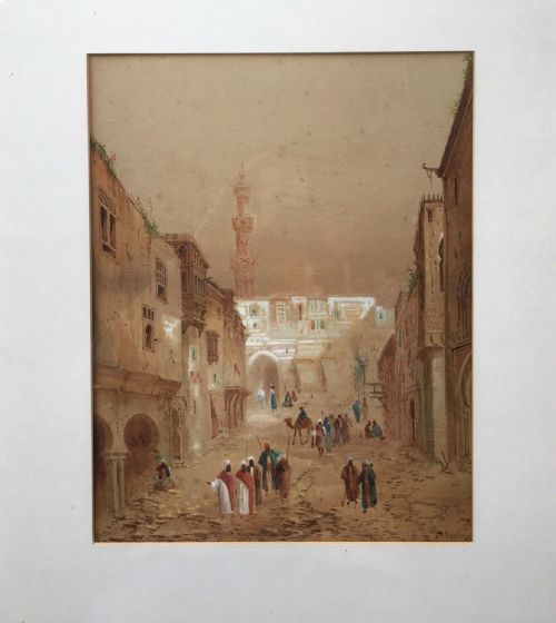 fig 1. Henry Stanton Lynton Signed Original 19th Century Framed Watercolour Painting Busy Arab Street Scene