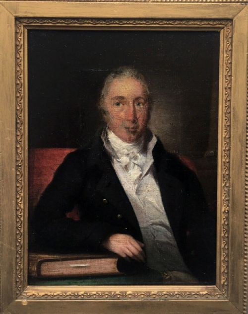 Late 18th Century English School Antique Oil Painting on Canvas Portrait of John Simpson of Bradley Hall, Durham