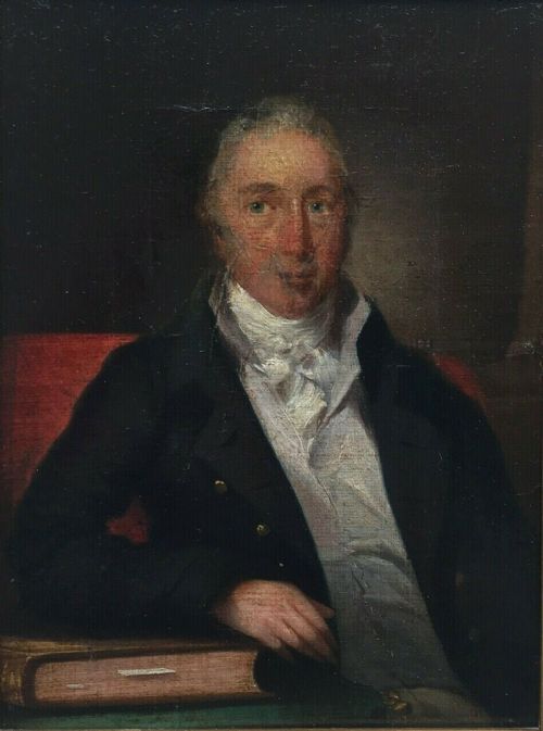 fig 1. Late 18th Century English School Antique Oil Painting on canvas Portrait of John Simpson of Bradley Hall, Durham