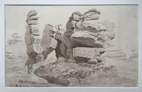 fig 1. Brimham Rocks Dated 1825 Nr Harrogate Yorkshire Landscape Original Antique Watercolour Painting