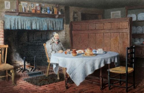 Henry Spernon Tozer 1904 Original Early 20th Century Antique Watercolour Painting Cottage Interior Scene