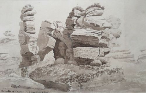 Brimham Rocks Dated 1825 Nr Harrogate Yorkshire Landscape Original Antique Watercolour Painting