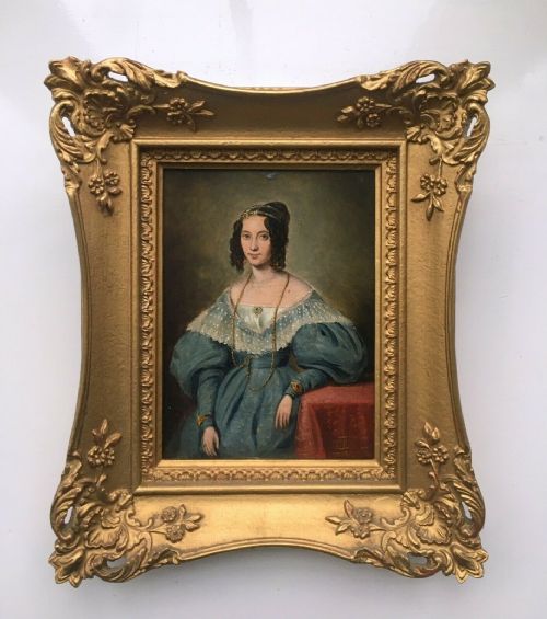 Original English School Antique Oil Painting of a Lady Portrait Henrietta Moffat