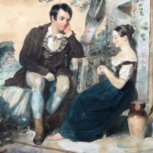 fig 1. Robert Thorburn Antique Original Watercolour Painting Robert Burns Highland Mary