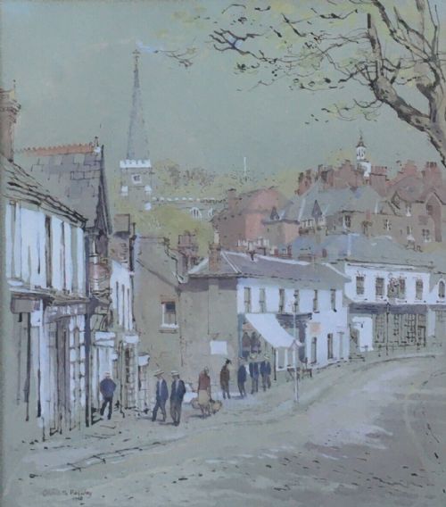 fig 1. Charlotte Halliday Signed Original 1968 Watercolour Painting HARROW ON THE HILL