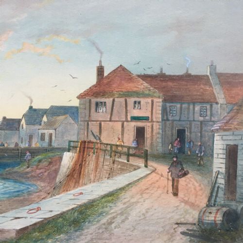 fig 1. Whitby, North Yorkshire Coast by Charles W Oswald Original C19th Antique Watercolour Painting Seascape