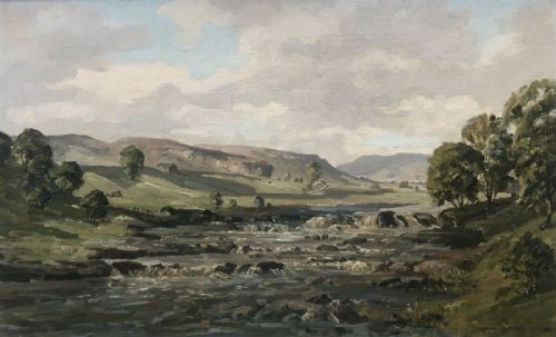 Claude Horsfall (B.1907) Original Vintage Framed Oil Painting on Board Conistone Falls Yorkshire Dales