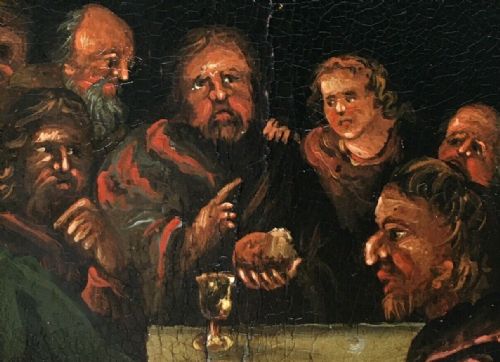 fig 1. Manner of Teniers Dutch School Original Antique Oil Painting Jesus Last Supper
