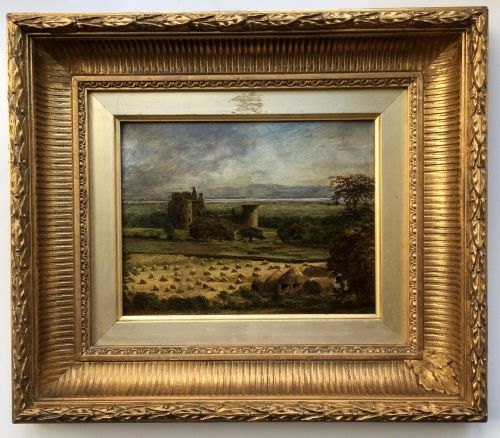 James Faed Original Signed 19th Century  Antique Scottish Oil Painting Hayfield Caerlaverock Castle
