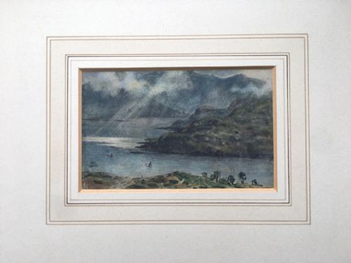 William F Vallance Rca Original 19th Century Antique Watercolour Painting Lake & Mountains