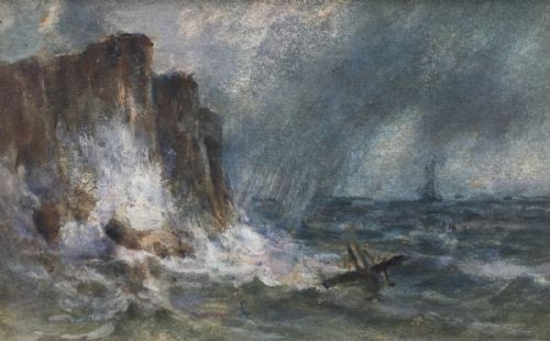 fig 1. William F Vallance RCA Original 19th Century Antique Watercolour Painting Coastal Seascape