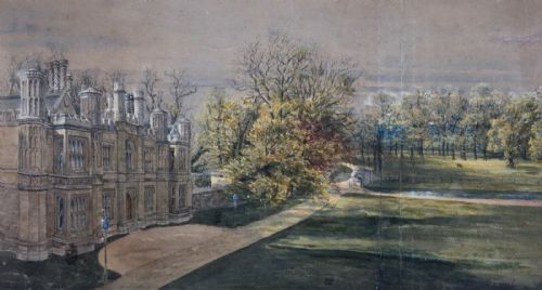 fig 1. Victoria Susanna Colkett Original Antique Watercolour Painting, Clare College Cambridge