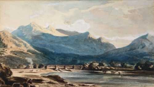 John Varley School Original C19th Antique Watercolour Painting Welsh Landscape Titled Verso