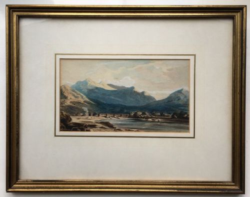 fig 1. John Varley School Original C19th Antique Watercolour Painting Welsh Landscape Titled Verso