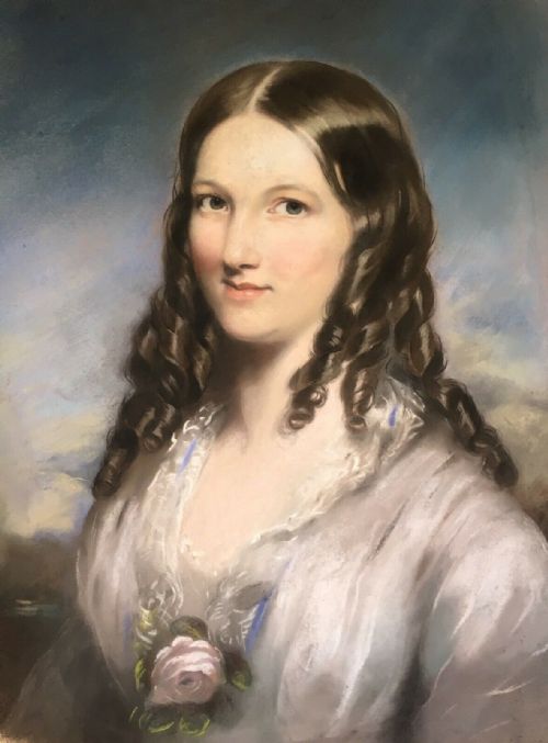 fig 1. Scottish School Original 19th Century Antique Pastel Female Portrait Painting
