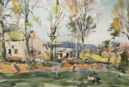 Angus Rands Signed Original English Watercolour Painting Bolton Abbey Wharfedale Yorkshire