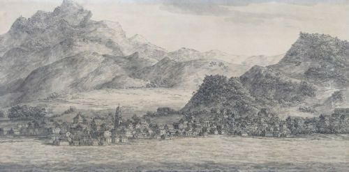 fig 1. Swiss Lakeside Italian School Original Early 19th Century Antique Ink Wash Drawing Landscape Study