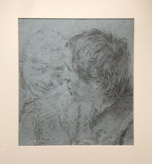 Circle Sir Joshua Reynolds Original C18th Charcoal Pencil Study of Man & Child