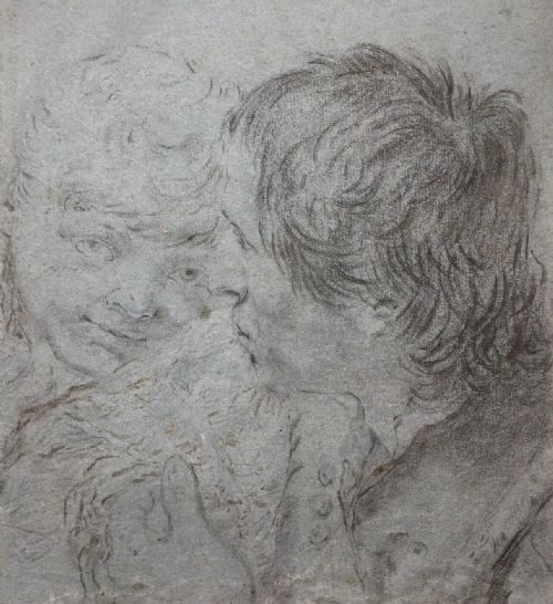 fig 1. Circle Sir Joshua Reynolds Original C18th Charcoal Pencil Study of Man & Child