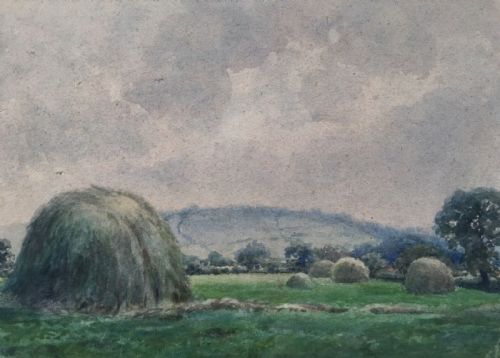 S Vickerman Corn Field Weeton Harrogate Yorkshire Original Watercolour Painting