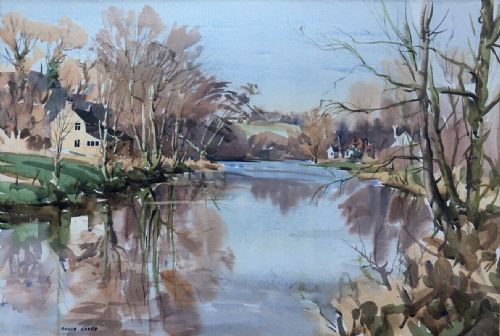 Angus Rands 1967 Signed Original Watercolour Painting River Nidd Knaresborough Yorkshire Landscape