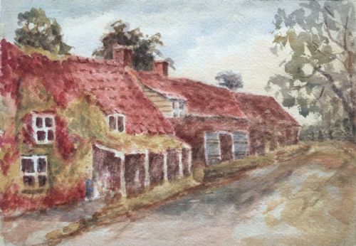 fig 2. Robert A Gardner 1925 Double Sided Antique English Watercolour Paintings Lincolnshire Farm Landscapes