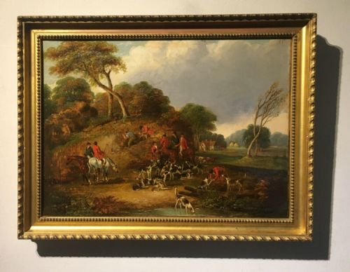 fig 1. John Nost Sartorius (1759-1828) Hunting scene 1, original Early 19th Century English Antique Oil Painting on Canvas, bears signature
