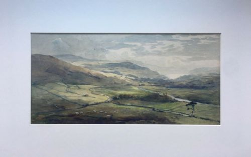 fig 1. Frederick Dove Ogilvie 1904 Original English Antique Watercolour Painting Gouthwaite Reservoir & Sheep Nidderdale Yorkshire Landscape